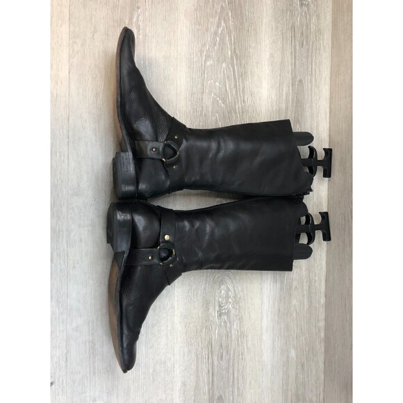 Charles David Women's US 8B Black Leather Back Zipper Square Toe Riding Boot - Picture 4 of 11